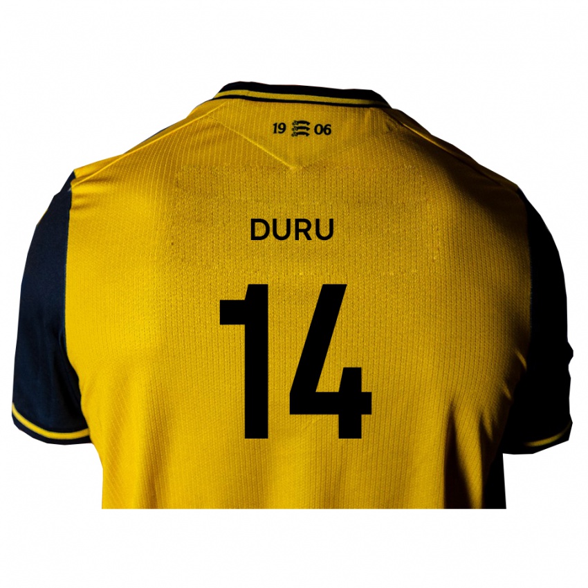 ילדים Chinedu Duru #14 צהוב שחור הרחק ג'רזי 2025/26 חולצה קצרה