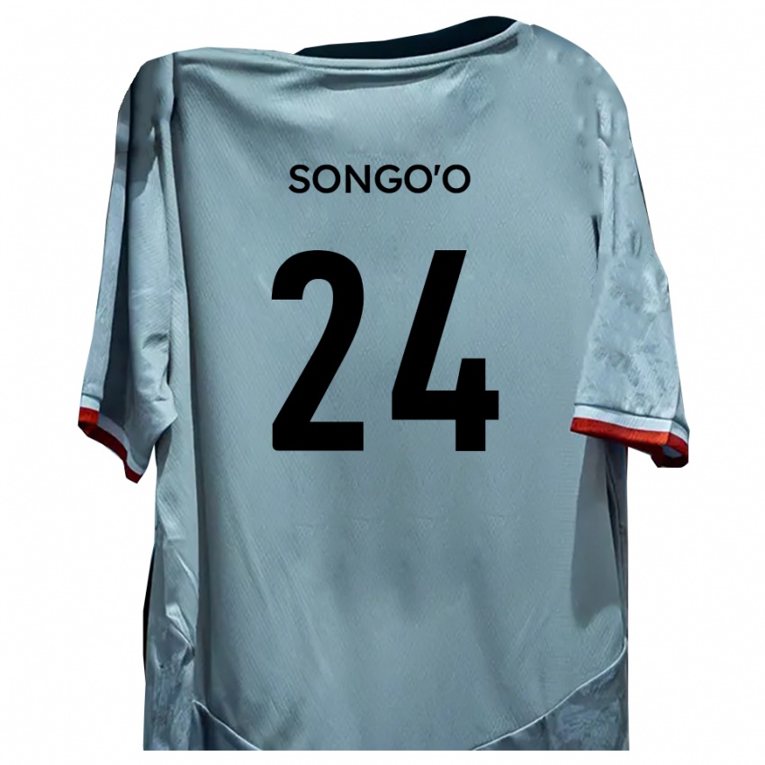 ילדים Yann Songo'o #24 לבן שחור הרחק ג'רזי 2025/26 חולצה קצרה