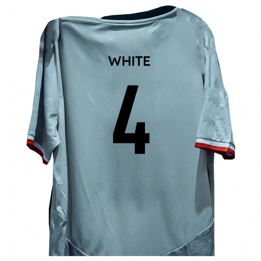 ילדים Tom White #4 לבן שחור הרחק ג'רזי 2025/26 חולצה קצרה