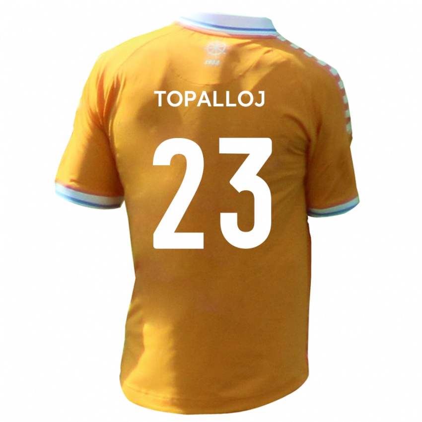 ילדים Besart Topalloj #23 צהוב כחול הרחק ג'רזי 2025/26 חולצה קצרה