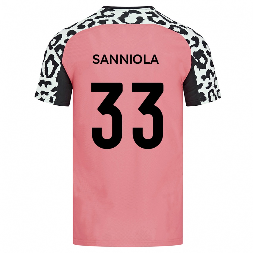 ילדים Keon Sanniola #33 ורוד שחור הרחק ג'רזי 2025/26 חולצה קצרה