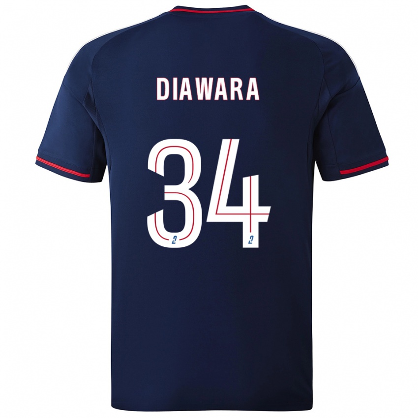 ילדים מחמאדו דיווארה #34 כחול נייבי אדום הרחק ג'רזי 2025/26 חולצה קצרה