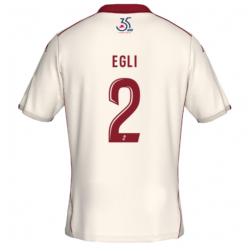 ילדים Mattéo Egli #2 לבן בורדו הרחק ג'רזי 2025/26 חולצה קצרה