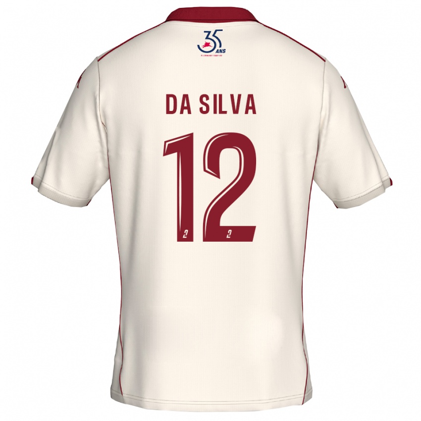 ילדים דמיאן דה סילבה #12 לבן בורדו הרחק ג'רזי 2025/26 חולצה קצרה