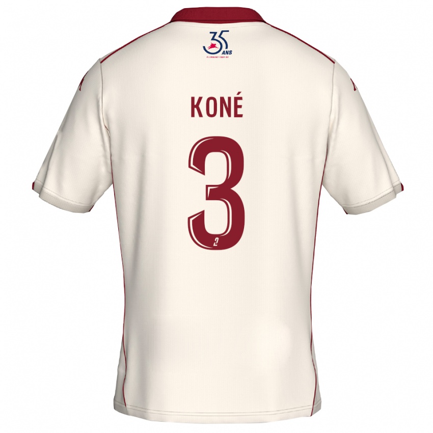 ילדים Lény Koné #3 לבן בורדו הרחק ג'רזי 2025/26 חולצה קצרה