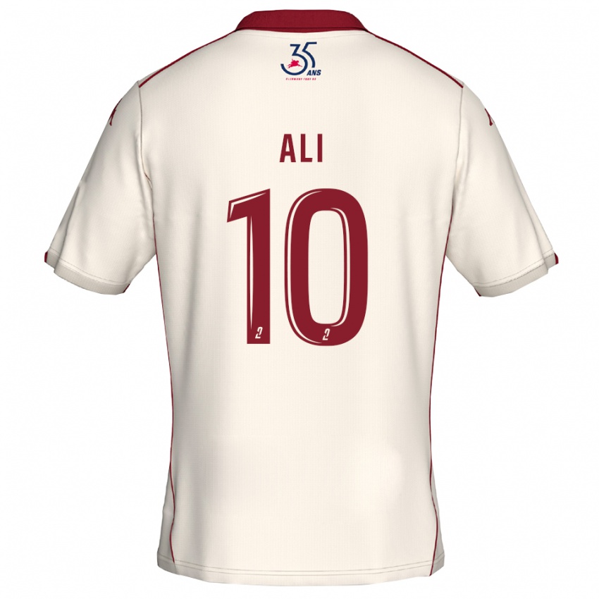 ילדים Ihlane Ali #10 לבן בורדו הרחק ג'רזי 2025/26 חולצה קצרה