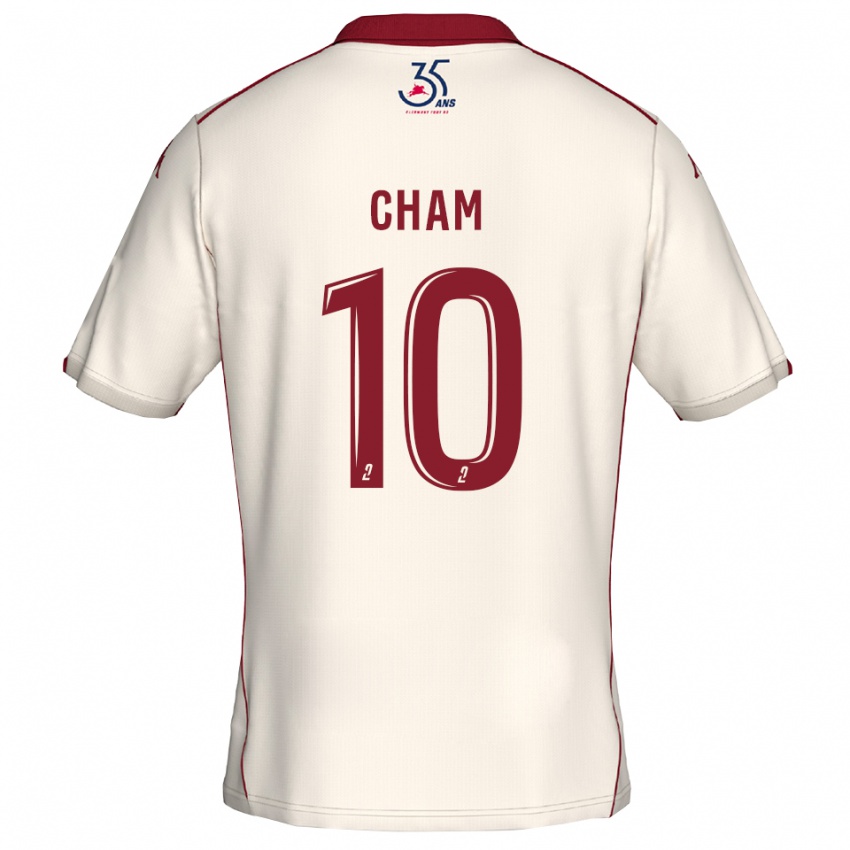 ילדים מוחמד צ'אם #10 לבן בורדו הרחק ג'רזי 2025/26 חולצה קצרה