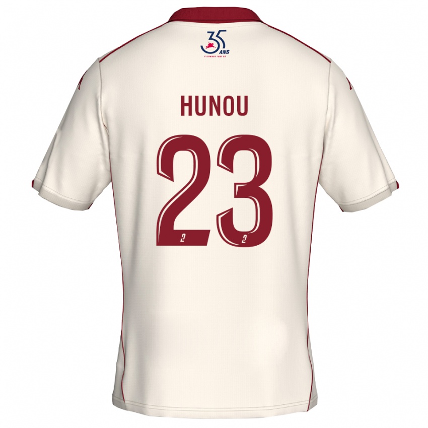 ילדים Adrien Hunou #23 לבן בורדו הרחק ג'רזי 2025/26 חולצה קצרה