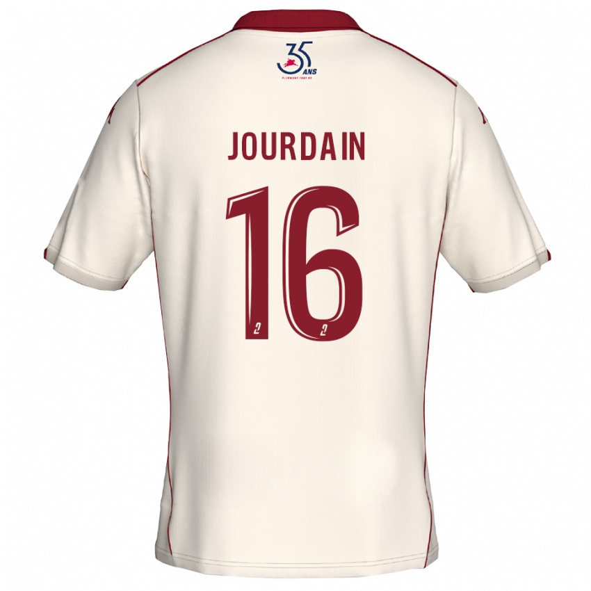 ילדים Théo Jourdain #16 לבן בורדו הרחק ג'רזי 2025/26 חולצה קצרה