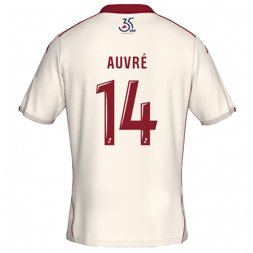 ילדים Tom Auvré #14 לבן בורדו הרחק ג'רזי 2025/26 חולצה קצרה