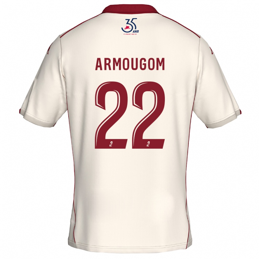 ילדים Yoël Armougom #22 לבן בורדו הרחק ג'רזי 2025/26 חולצה קצרה