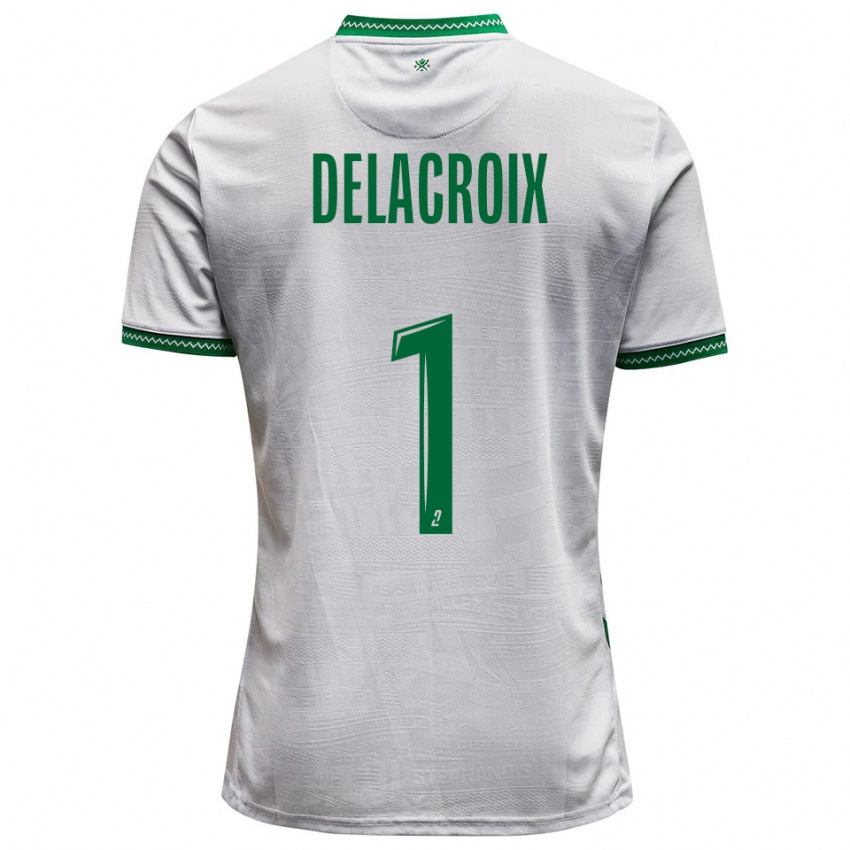 ילדים Noa Delacroix #1 לבן ירוק הרחק ג'רזי 2025/26 חולצה קצרה