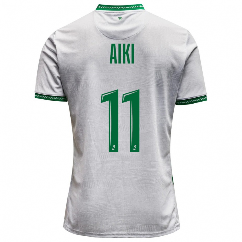 ילדים Ayman Aiki #11 לבן ירוק הרחק ג'רזי 2025/26 חולצה קצרה