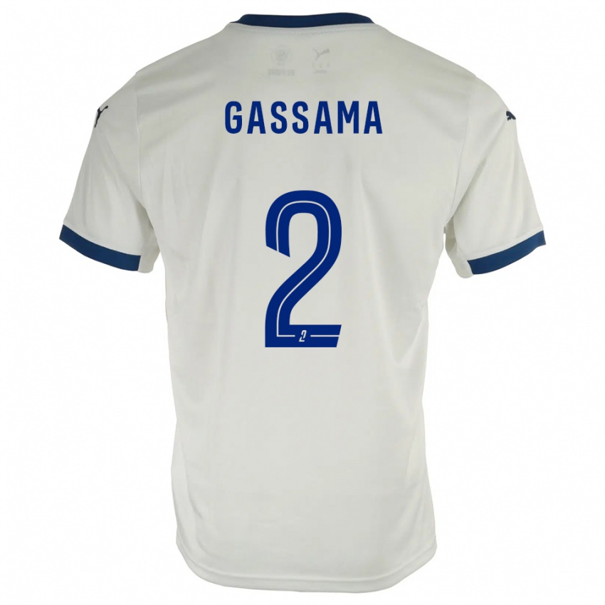 ילדים Karamady Gassama #2 לבן כחול הרחק ג'רזי 2025/26 חולצה קצרה