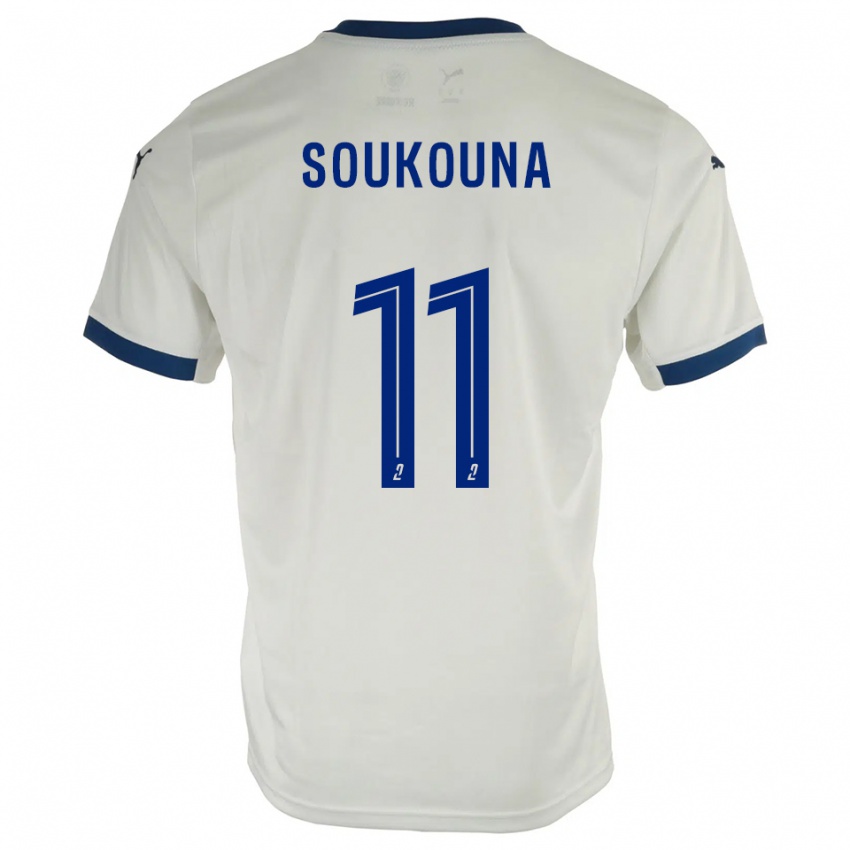 ילדים Idrissa Soukouna #11 לבן כחול הרחק ג'רזי 2025/26 חולצה קצרה
