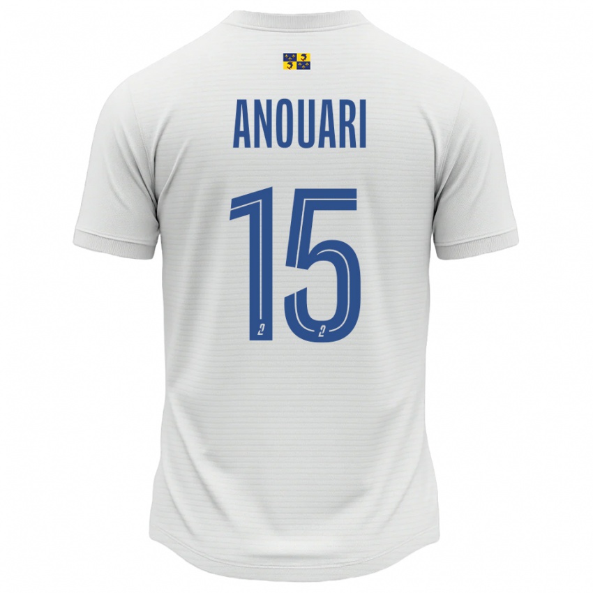 ילדים Naël Anouari #15 לבן כחול הרחק ג'רזי 2025/26 חולצה קצרה