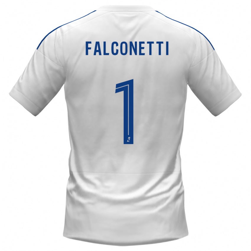 ילדים Thomas Falconetti #1 לבן כחול הרחק ג'רזי 2025/26 חולצה קצרה