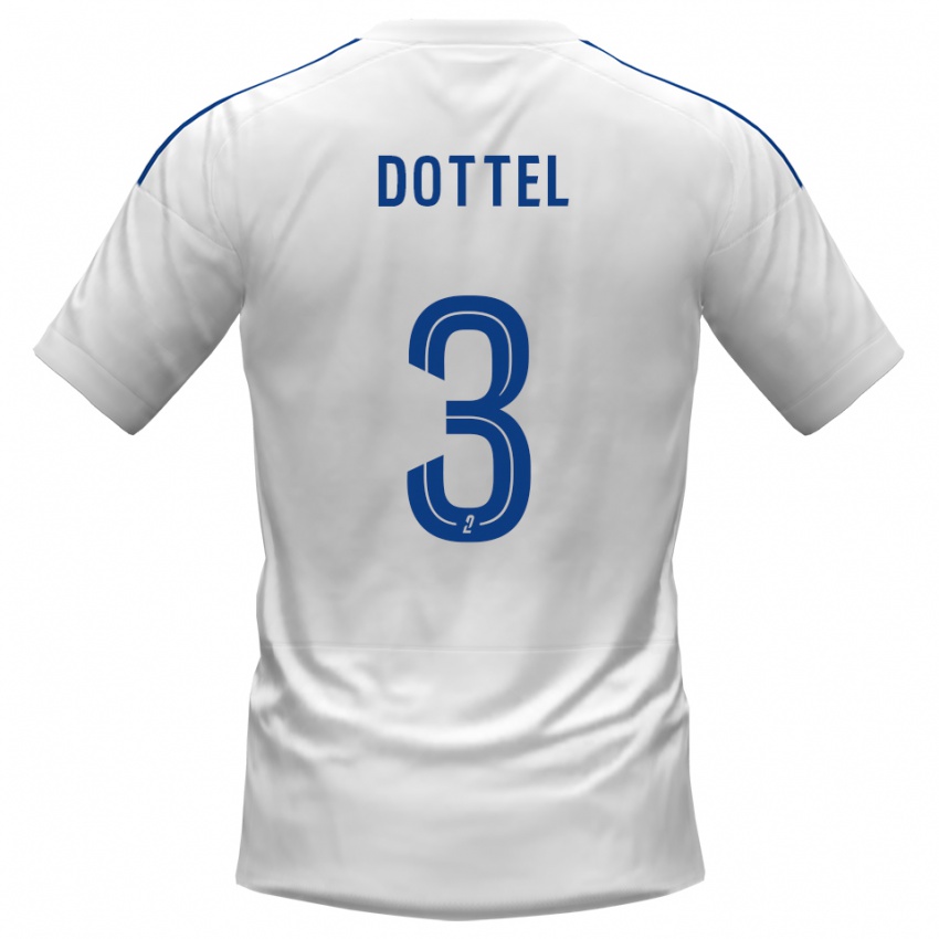 ילדים Lisandru Dottel #3 לבן כחול הרחק ג'רזי 2025/26 חולצה קצרה