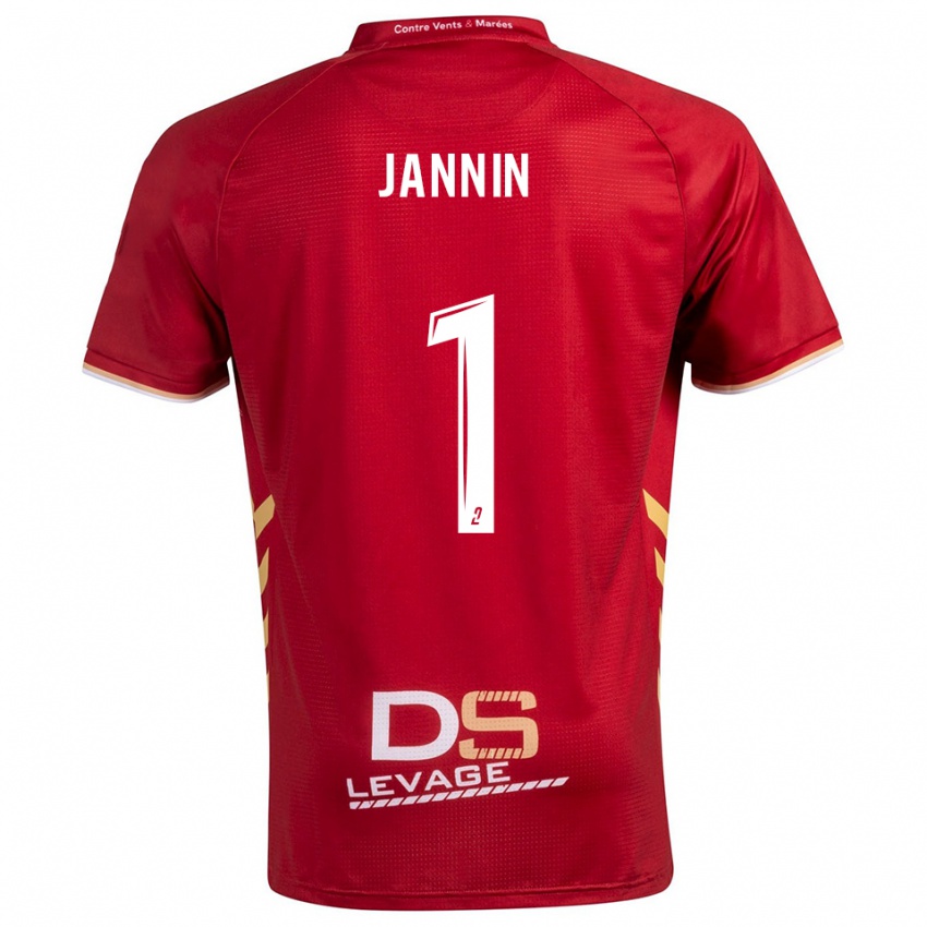 ילדים Elouann Jannin #1 בורדו זהב הרחק ג'רזי 2025/26 חולצה קצרה