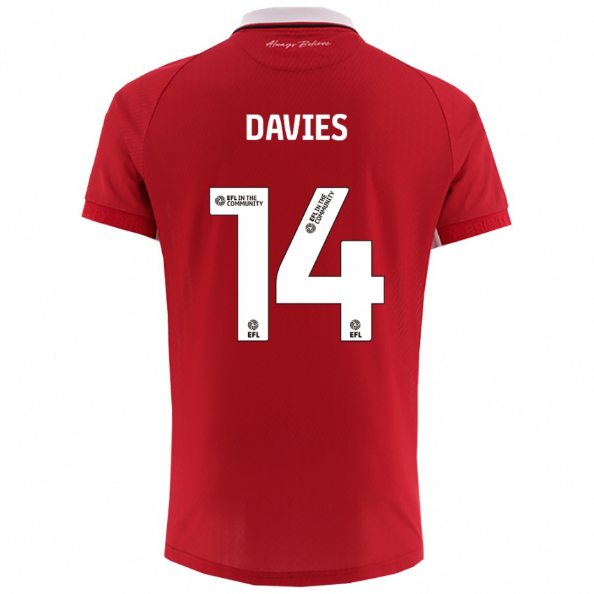 גברים Max Davies #14 אדום לבן ג'רזי ביתית 2025/26 חולצה קצרה