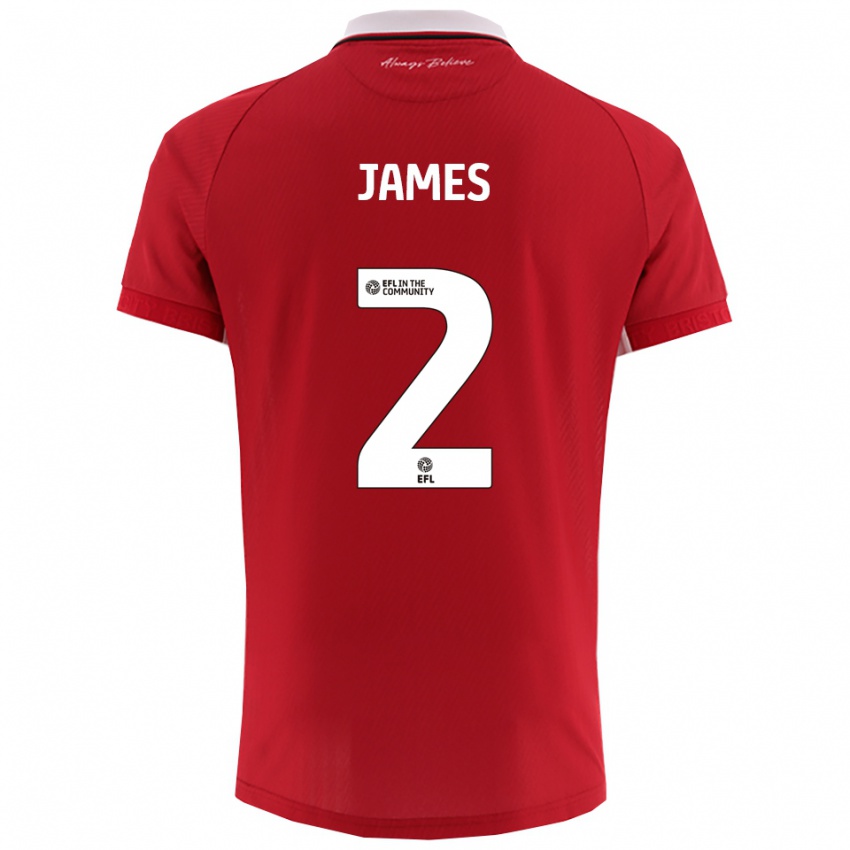 גברים ג'וזף ג'יימס #2 אדום לבן ג'רזי ביתית 2025/26 חולצה קצרה