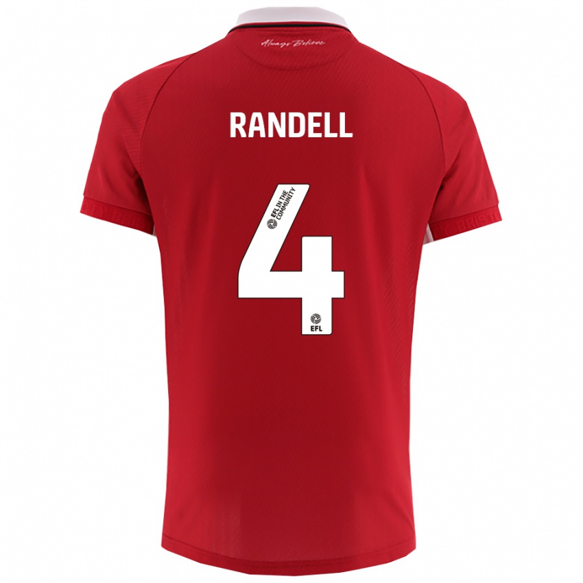 גברים אדם רנדל #4 אדום לבן ג'רזי ביתית 2025/26 חולצה קצרה