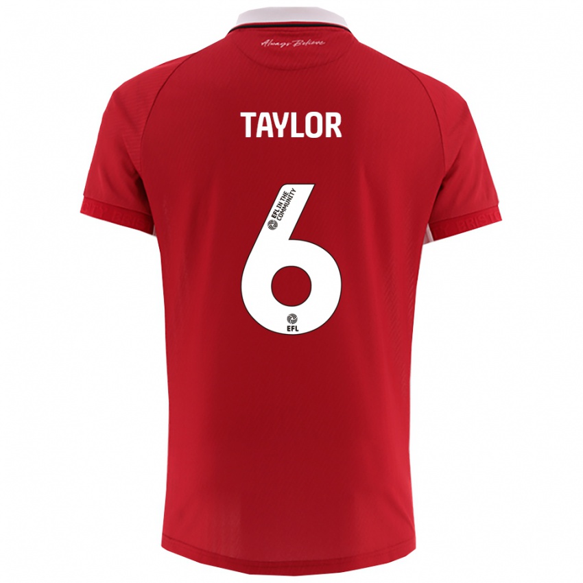 גברים Archie Taylor #6 אדום לבן ג'רזי ביתית 2025/26 חולצה קצרה