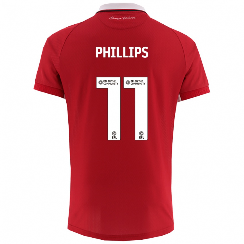 גברים בילי פיליפס #11 אדום לבן ג'רזי ביתית 2025/26 חולצה קצרה