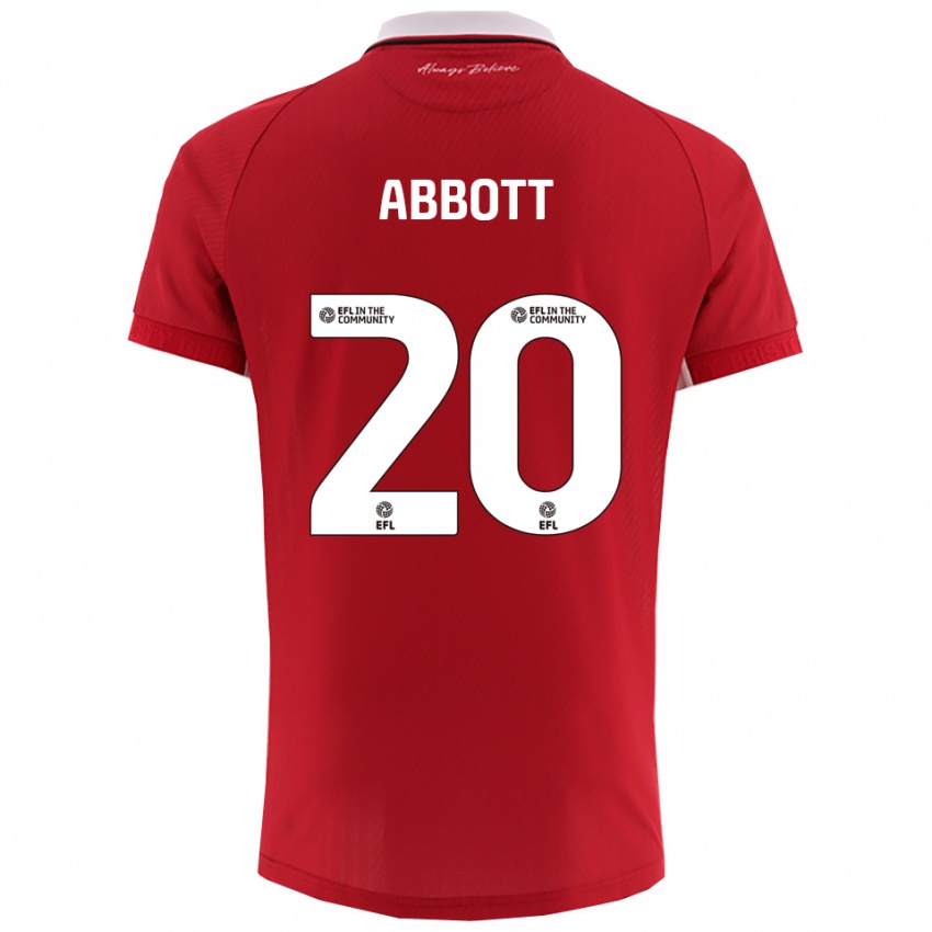 גברים Isaac Abbott #20 אדום לבן ג'רזי ביתית 2025/26 חולצה קצרה