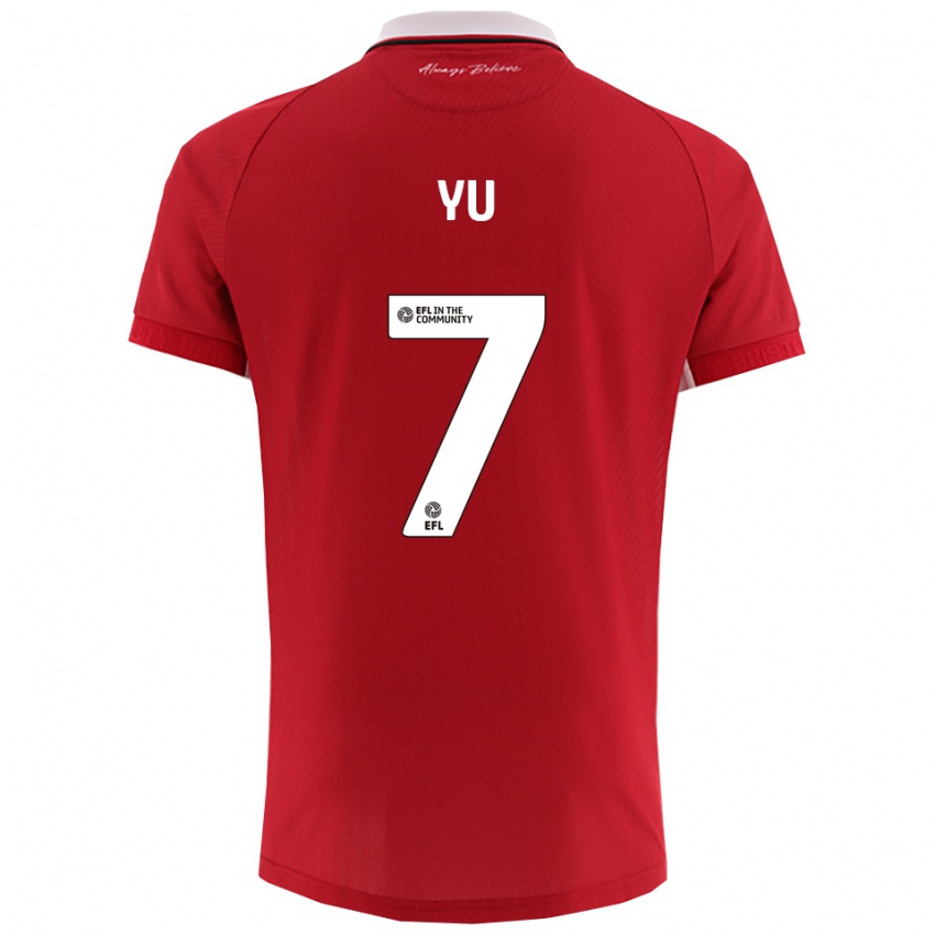 גברים יו הירקאווה #7 אדום לבן ג'רזי ביתית 2025/26 חולצה קצרה