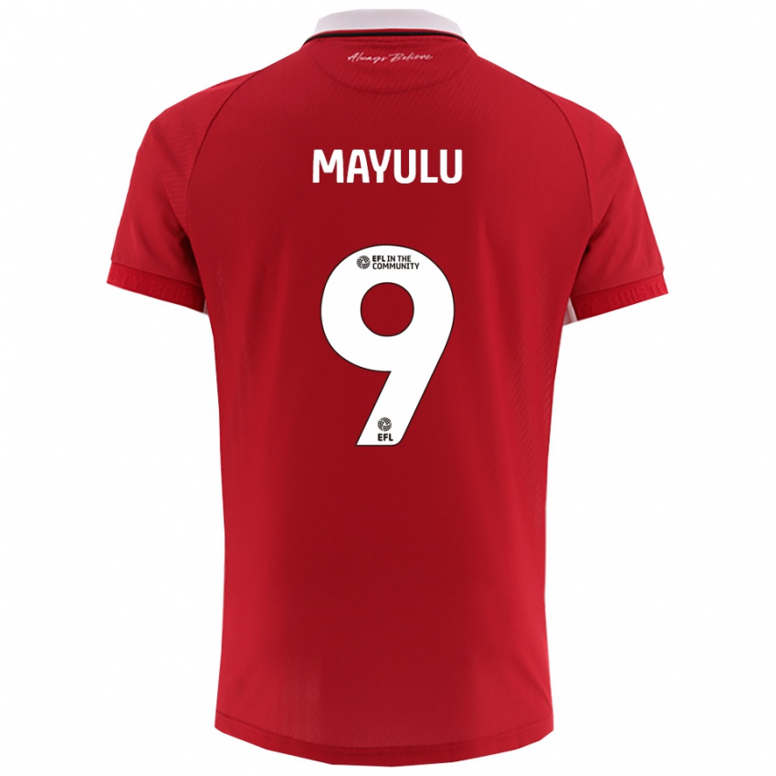 גברים Fally Mayulu #9 אדום לבן ג'רזי ביתית 2025/26 חולצה קצרה