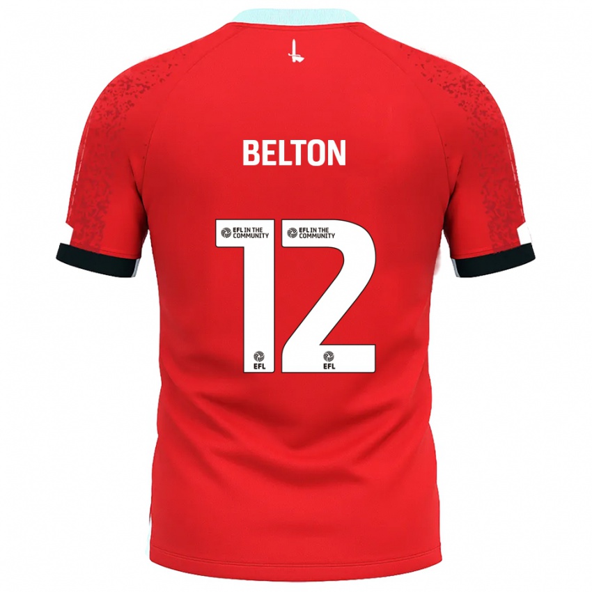 גברים Jack Belton #12 אדום לבן ג'רזי ביתית 2025/26 חולצה קצרה