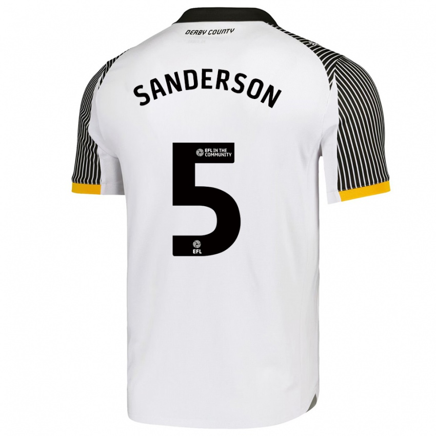 גברים דיון סנדרסון #5 לבן שחור ג'רזי ביתית 2025/26 חולצה קצרה