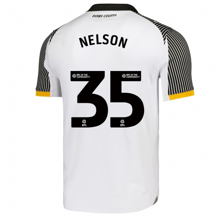 גברים קרטיס נלסון #35 לבן שחור ג'רזי ביתית 2025/26 חולצה קצרה