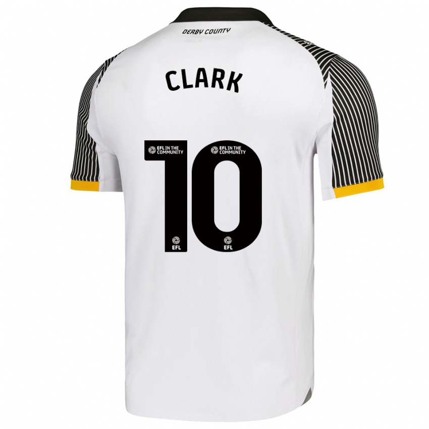 גברים בובי קלארק #10 לבן שחור ג'רזי ביתית 2025/26 חולצה קצרה