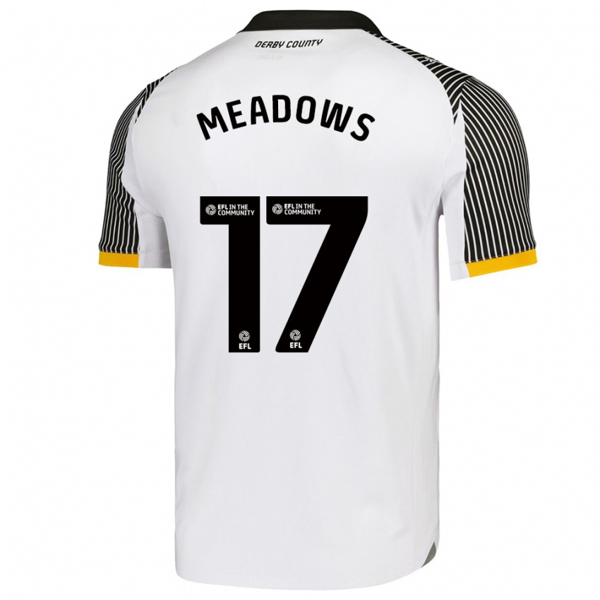 גברים Helena Meadows #17 לבן שחור ג'רזי ביתית 2025/26 חולצה קצרה