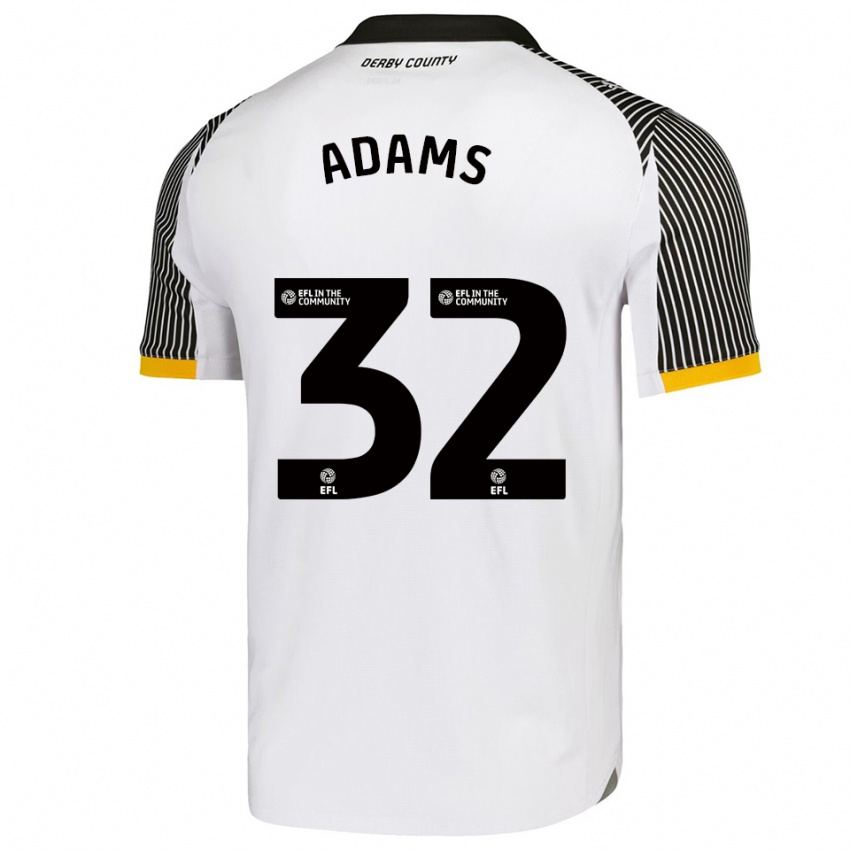 גברים אבו אדמס #32 לבן שחור ג'רזי ביתית 2025/26 חולצה קצרה