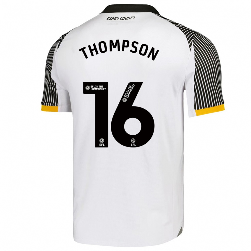 גברים Liam Thompson #16 לבן שחור ג'רזי ביתית 2025/26 חולצה קצרה