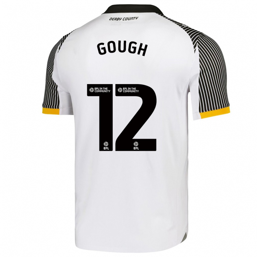 גברים Billy Gough #12 לבן שחור ג'רזי ביתית 2025/26 חולצה קצרה