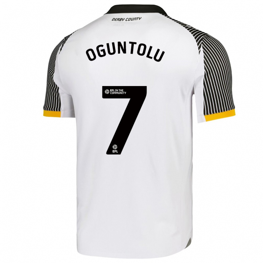 גברים Justin Oguntolu #7 לבן שחור ג'רזי ביתית 2025/26 חולצה קצרה