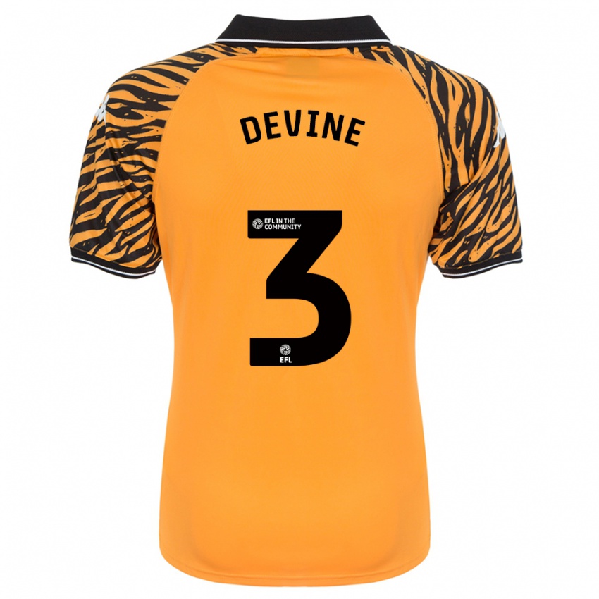 גברים Ed Devine #3 כתום שחור ג'רזי ביתית 2025/26 חולצה קצרה