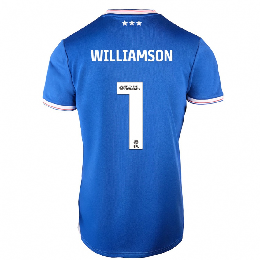 גברים וודי וויליאמסון #1 כחול לבן ג'רזי ביתית 2025/26 חולצה קצרה