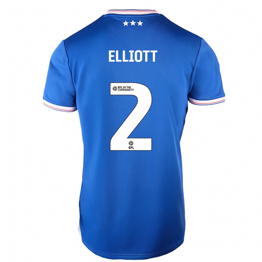 גברים Leon Elliott #2 כחול לבן ג'רזי ביתית 2025/26 חולצה קצרה