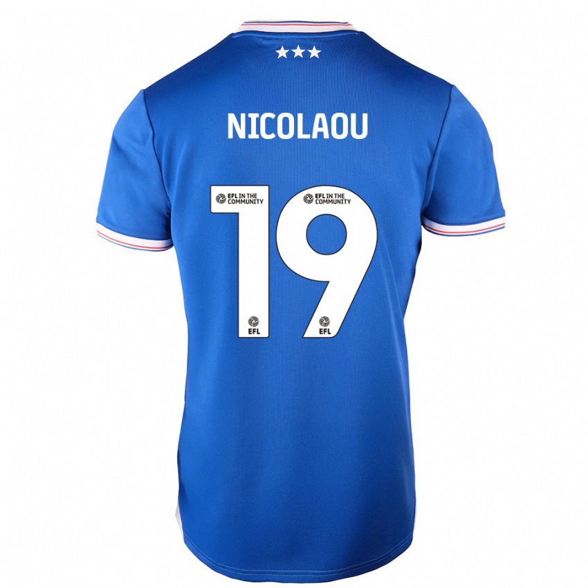 גברים שאקיל ניקולאו #19 כחול לבן ג'רזי ביתית 2025/26 חולצה קצרה