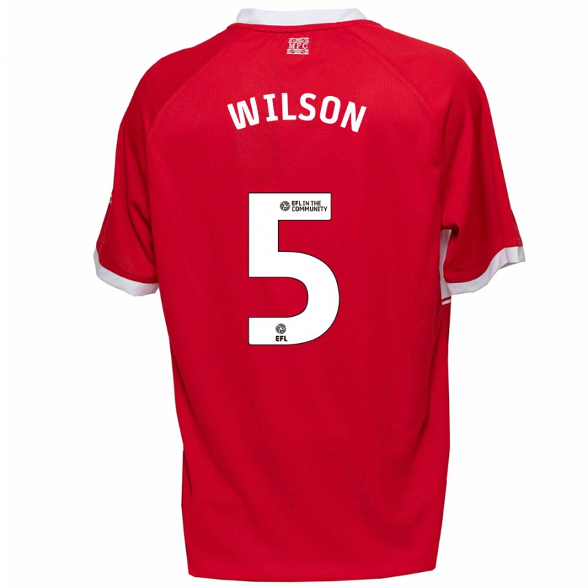 גברים ג'יימס ווילסון #5 אדום לבן ג'רזי ביתית 2025/26 חולצה קצרה