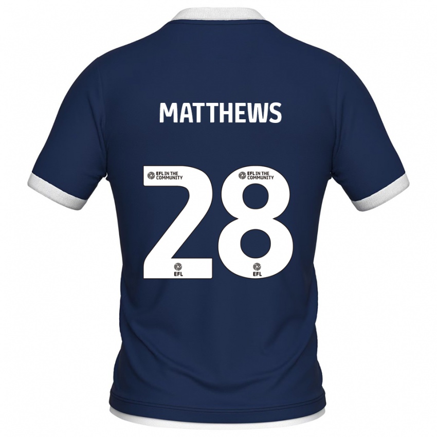 גברים אג'יי מתיוס #28 כחול נייבי לבן ג'רזי ביתית 2025/26 חולצה קצרה