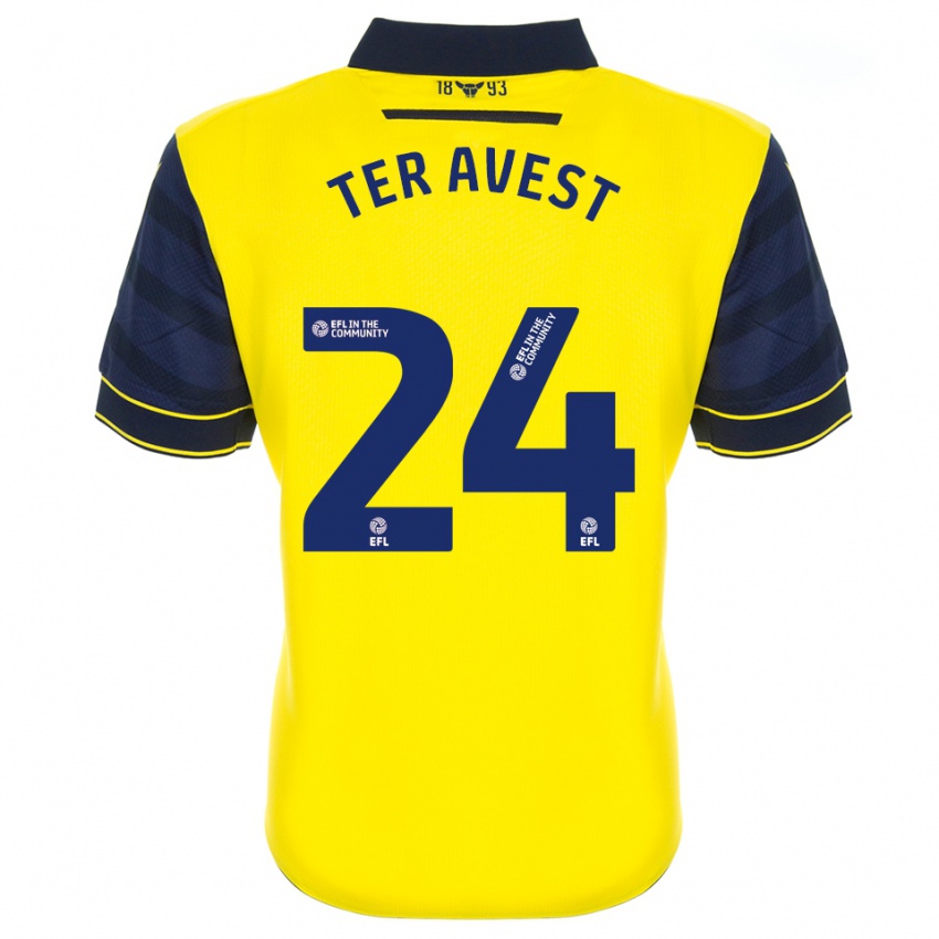 גברים Hidde Ter Avest #24 צהוב כחול נייבי ג'רזי ביתית 2025/26 חולצה קצרה