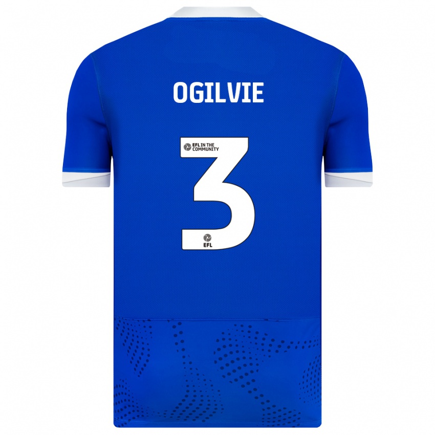 גברים קונור אוגילביה #3 כחול לבן ג'רזי ביתית 2025/26 חולצה קצרה