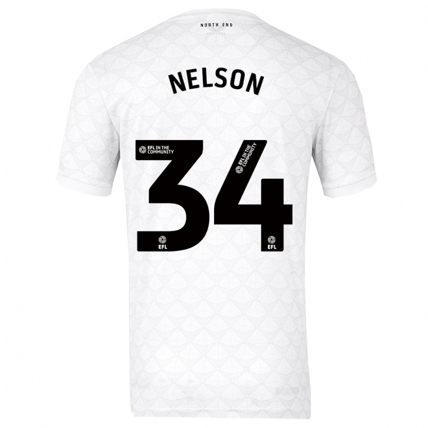 גברים קיט אדווארד נלסון #34 לבן אדום ג'רזי ביתית 2025/26 חולצה קצרה