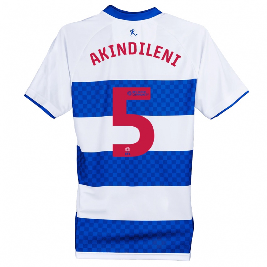 גברים Timothy Akindileni #5 כחול לבן ג'רזי ביתית 2025/26 חולצה קצרה גברים Timothy Akindileni #5 כחול לבן ג'רזי ביתית 2025/26 חולצה קצרה